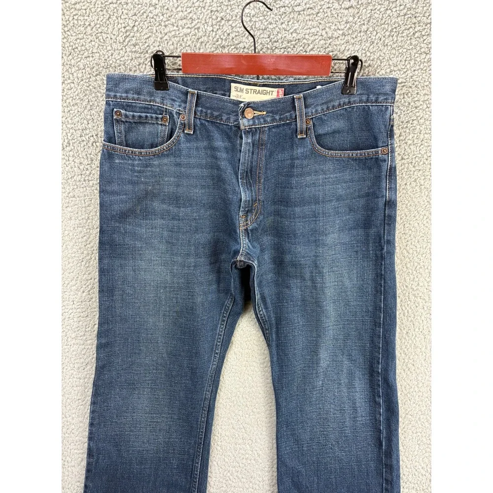 Levi's 514 Slim Straight Denim Jeans Mens 36x30 Dark Wash Blue Cotton Classic